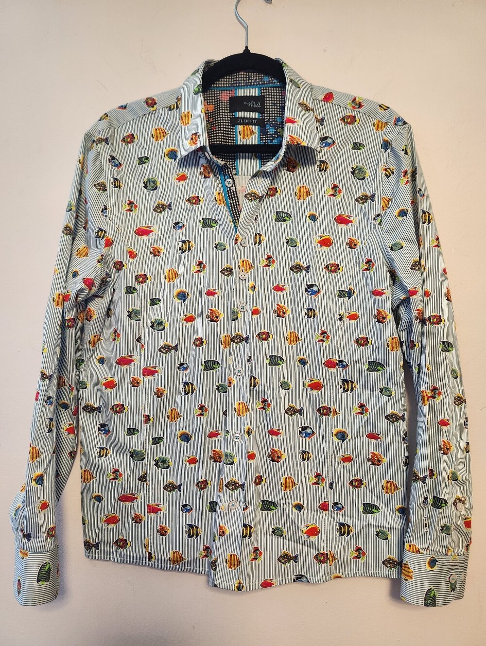 Eigh X Tropical Fish Printed Button-Up Slim Fit Shirt Size M